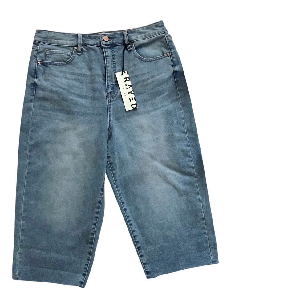 Frayed Jeans NWT High Rise Baggy Shorts Women 28